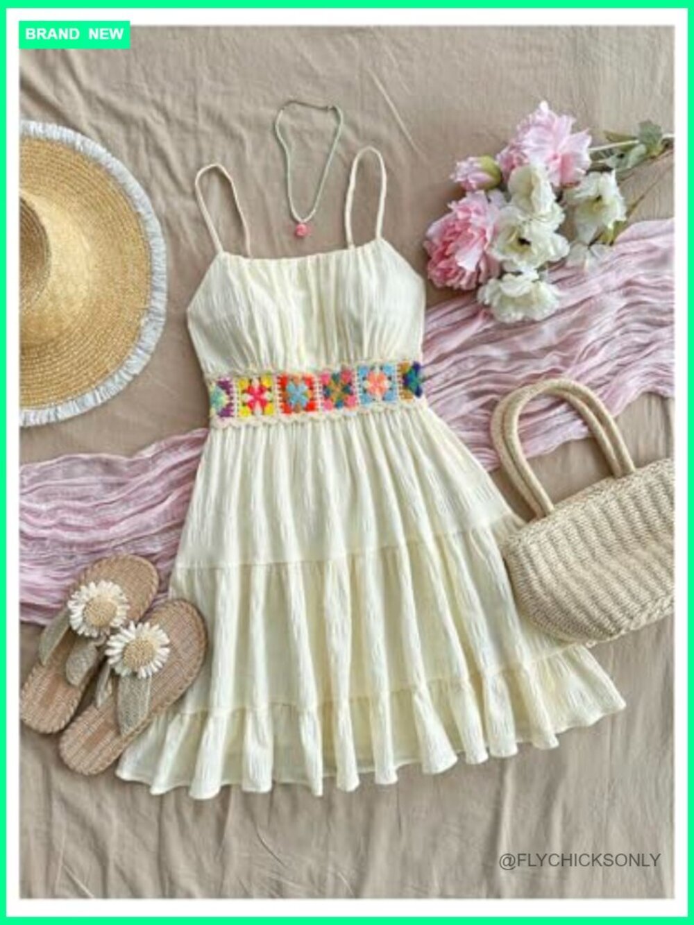 Floral Boho Mini Dress Spaghetti Strap Shirred Flowy A Line - Picture 4 of 6